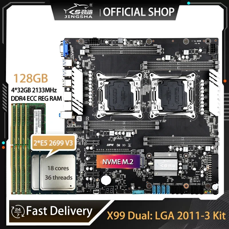 E5 2699 V4 - X99 Dual-Motherboard-Set mit 2 x E5
